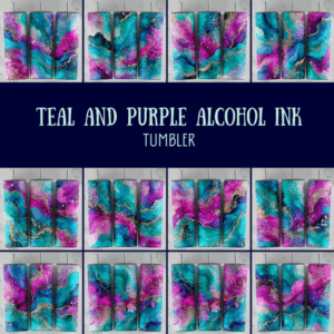 Teal and Purple Alcohol Ink Tumbler