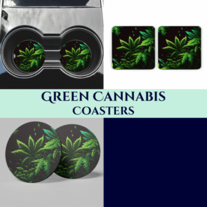 Green Cannabis Coasters