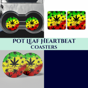 Pot Leaf Heartbeat Coasters