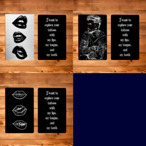 Tattoos Lips Tongue Teeth Metal Memento Card