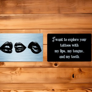 Tattoos Lips Tongue Teeth Metal Memento Card V3