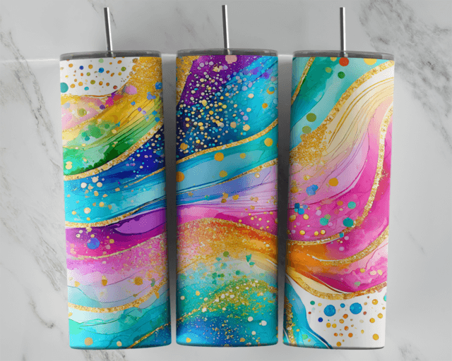 Vivid Rainbow Alcohol Ink Tumbler - Image 2