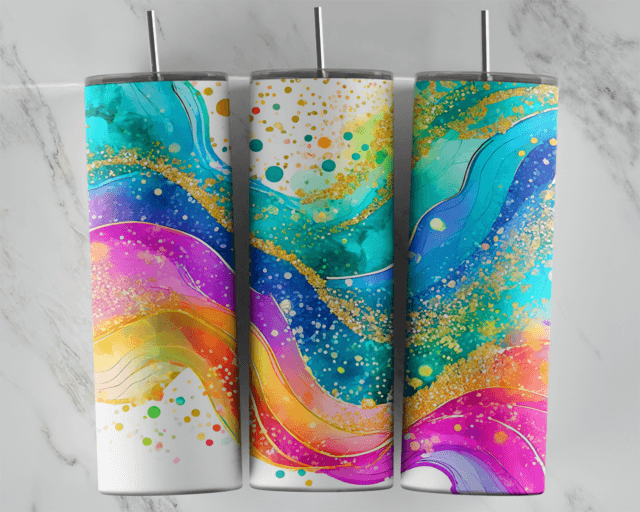 Vivid Rainbow Alcohol Ink Tumbler - Image 3