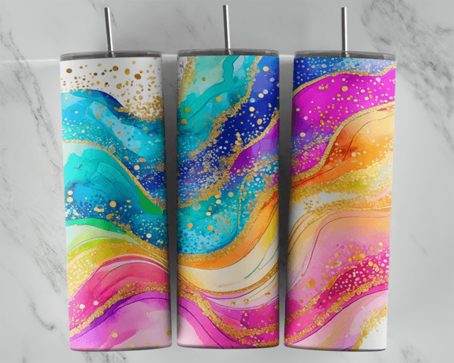 Vivid Rainbow Alcohol Ink Tumbler - Image 4