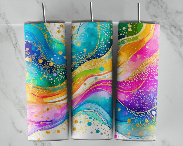 Vivid Rainbow Alcohol Ink Tumbler - Image 7
