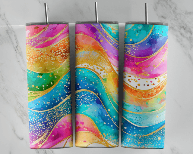 Vivid Rainbow Alcohol Ink Tumbler - Image 8