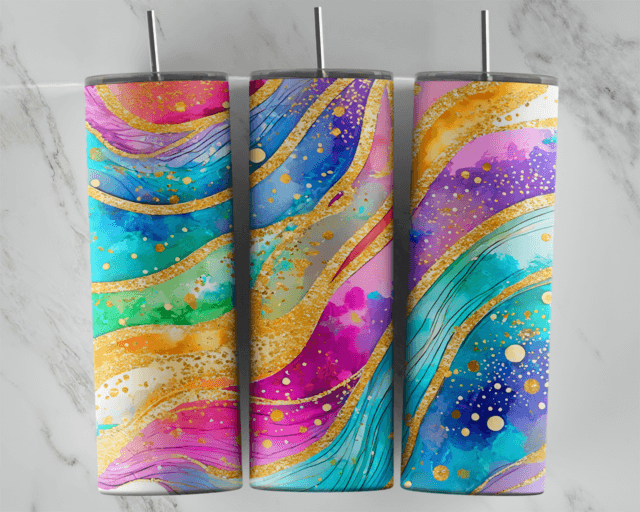 Vivid Rainbow Alcohol Ink Tumbler - Image 9