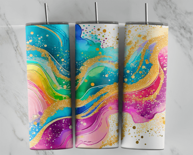 Vivid Rainbow Alcohol Ink Tumbler - Image 10