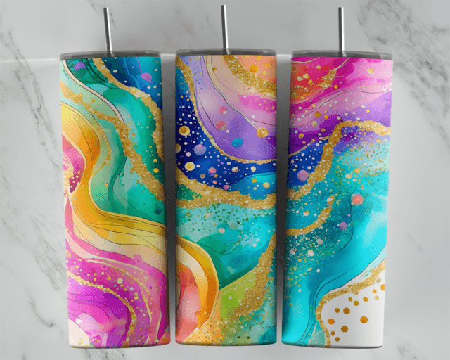 Vivid Rainbow Alcohol Ink Tumbler - Image 11