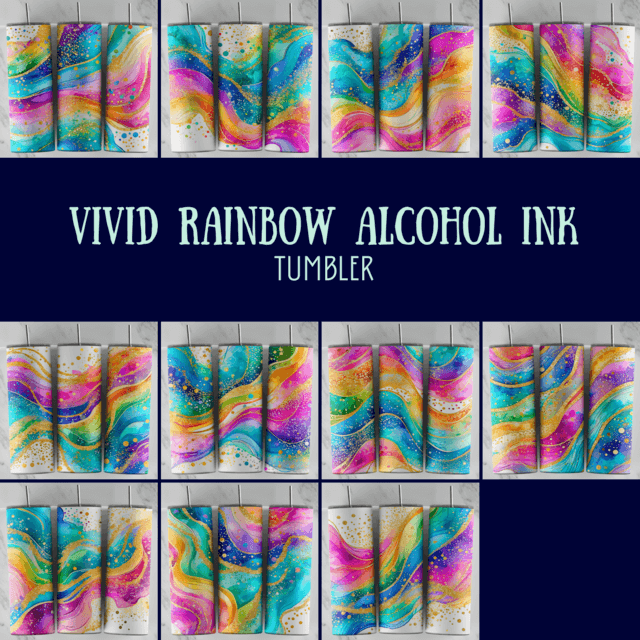 Vivid Rainbow Alcohol Ink Tumbler